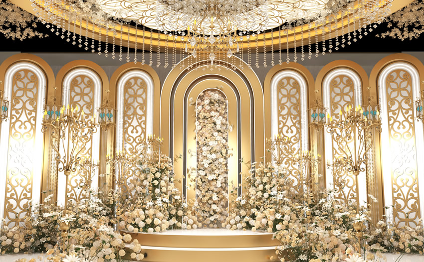 响水香槟色调婚礼堂效果展示